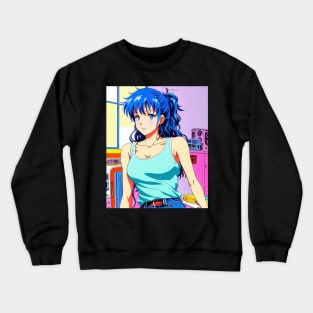 anime girl lofi music 90s retro aesthetic Anime Crewneck Sweatshirt